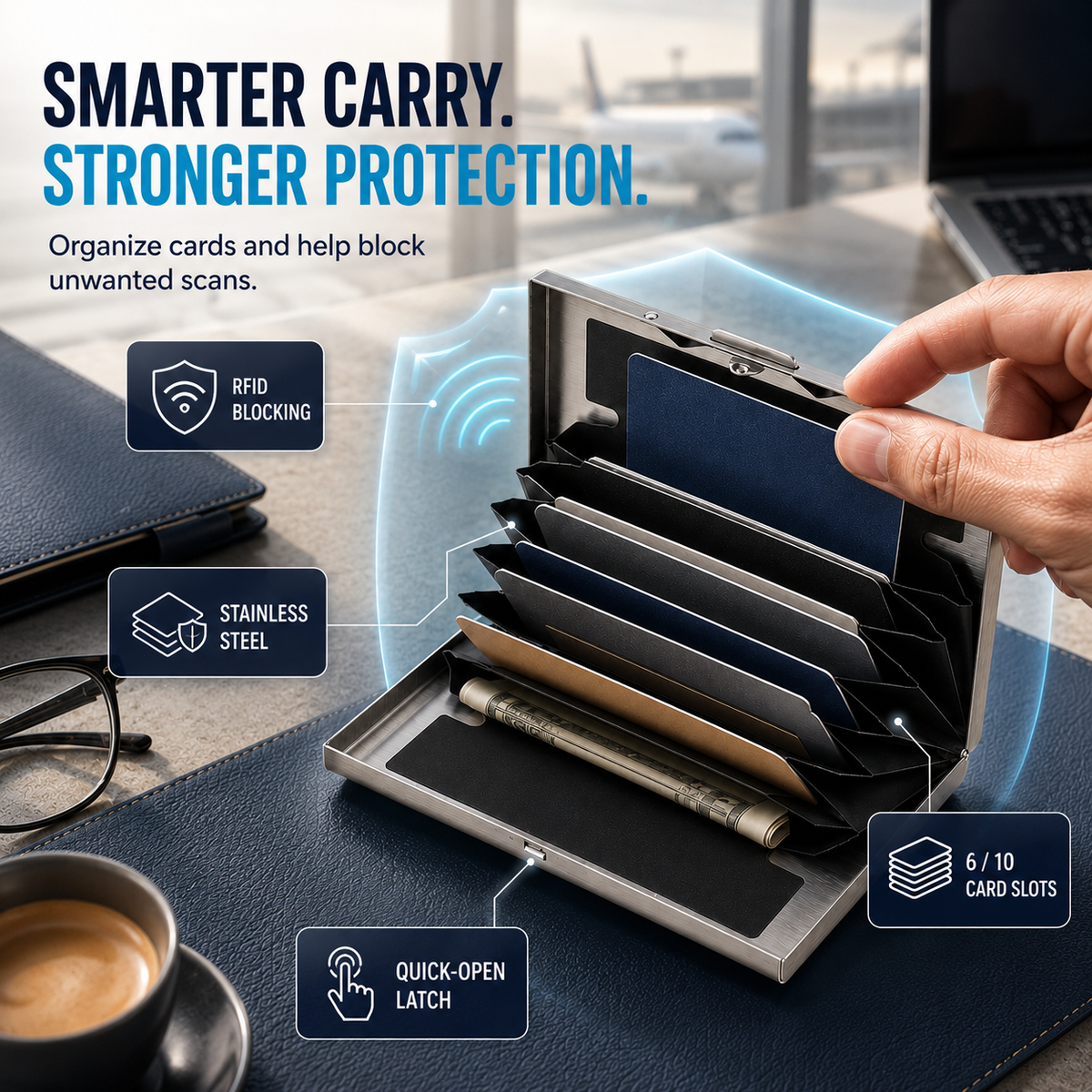 🔥 49% OFF RFID-Blocking Stainless Steel Card Wallet 🔒 Slim, Secure & Pocket-Ready