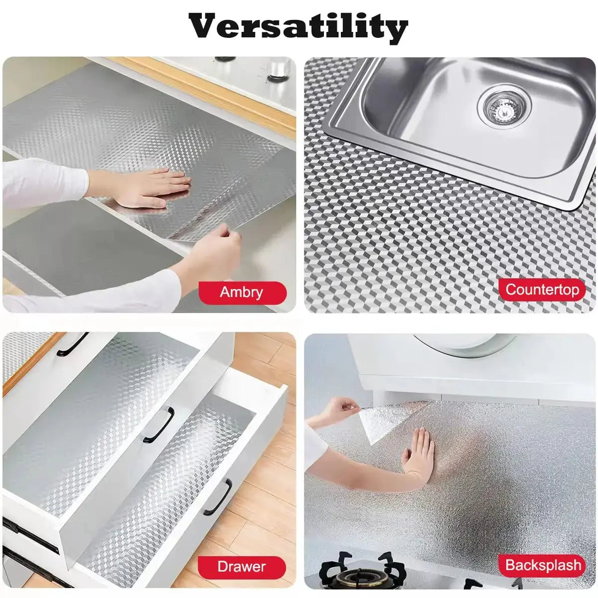 Peel and Stick Wallpaper, Waterproof Contact Paper for Kitchen Countertops Cabinets, Self-Adhesive Removable Aluminum Foil Sticker, Oil Proof Heat Resistant, Easy Clean (15.75 in x 16.4 ft)