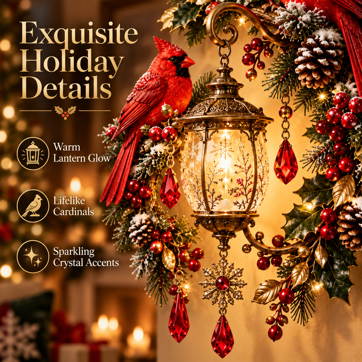 🔥😍Cardinal Lantern Wall Decor – A Warm Holiday Glow