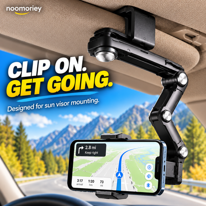 📱 1080° Adjustable Car Sun Visor Phone Holder – Foldable 360° Rotating Hands-Free Mount
