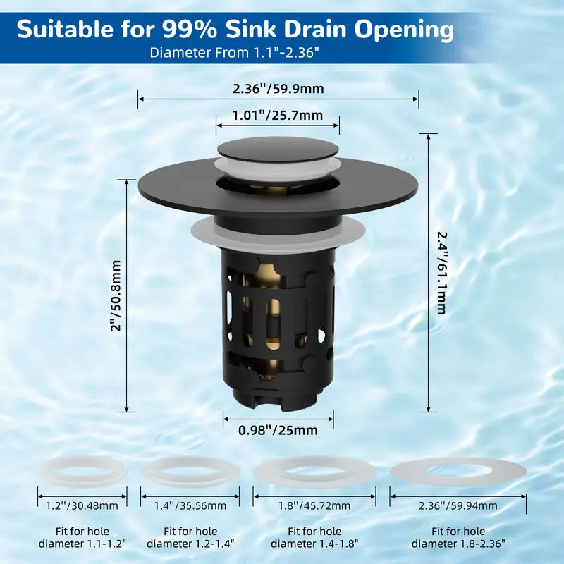 Upgraded 3-in-1 Bathroom Sink Drain Strainer Bathroom Accessories Set