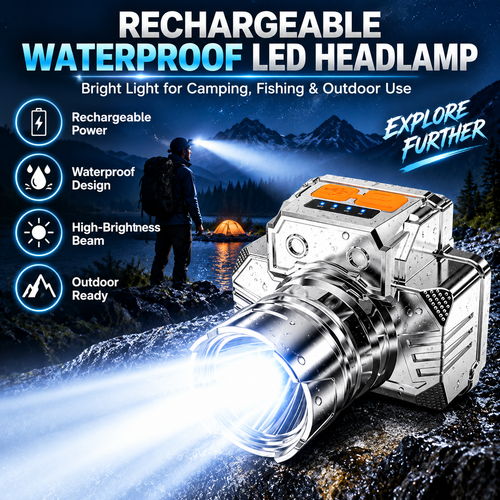 👍 Limited Time!⏰ Rechargeable Waterproof LED Headlamp | Outdoor Fishing & Camping Light! 🔦💧✨