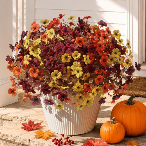 🍂Artificial Fall Flowers Faux Mums for Outdoor Indoor Garden Home Decoration