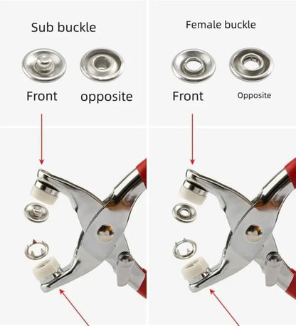Seamless Stitching Sewing Kit Tools,Including 100pcs Invisible Colored Metal Buckle & 1 Count Manual Pressure Pliers