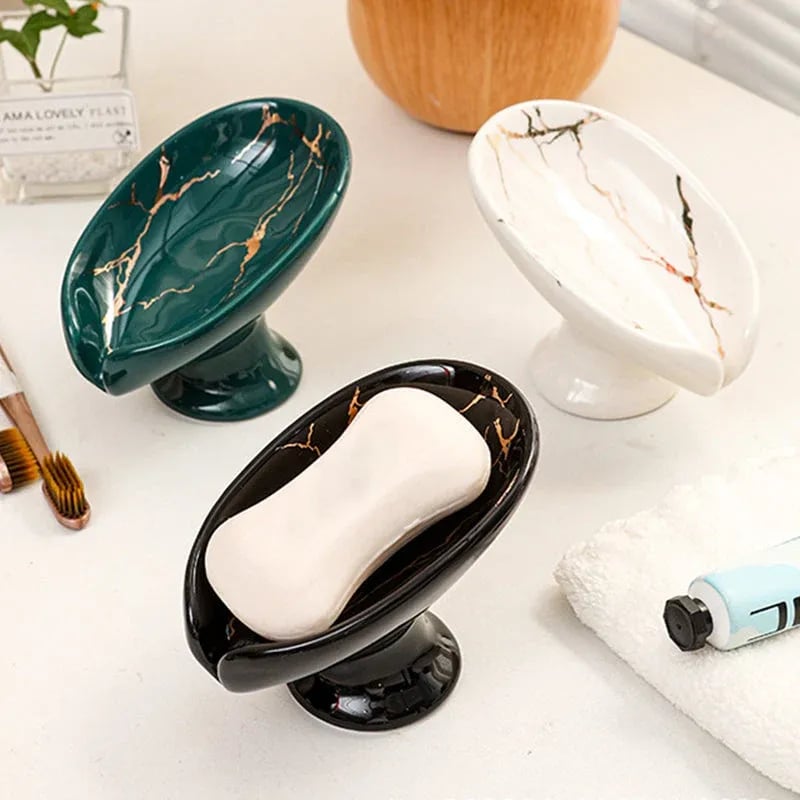 🎉 Ceramic Self-Draining Leaf Soap Dish