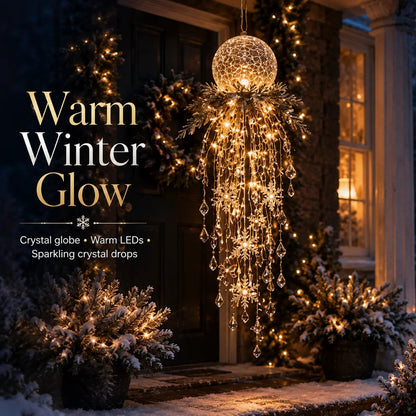 Crystal Cascade Christmas Light – Hanging Snowflake & Crystal LED Porch Décor ✨❄️