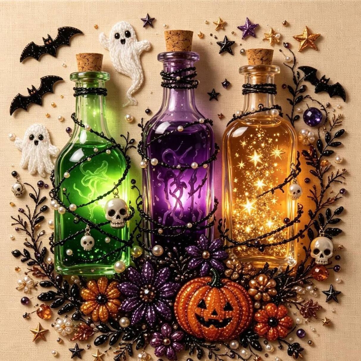 🔥LAST DAY 50% OFF - 🎃 Halloween Pearl Diamond Art Kit – DIY 3D Sparkling Bead Painting Craft For Spooky Home Decor