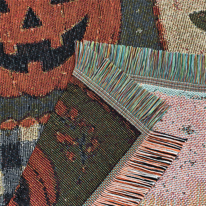 Halloween Ghost & Pumpkin Fleece Blanket – Cozy Soft Throw Blanket for Home, Sofa & Bed