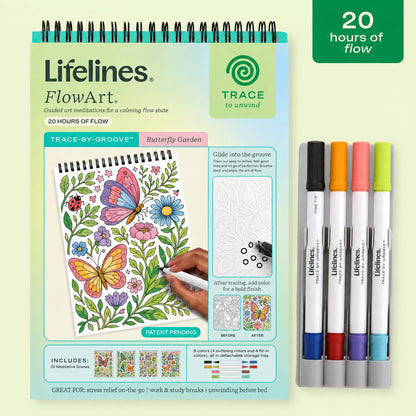 🌿Trace-By-Groove Jungle Oasis – Guided Flow Art Coloring Pad with Double-Sided Markers🎨