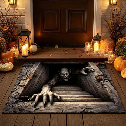 Festive 3D Visual Skull & Clown Horror Rug