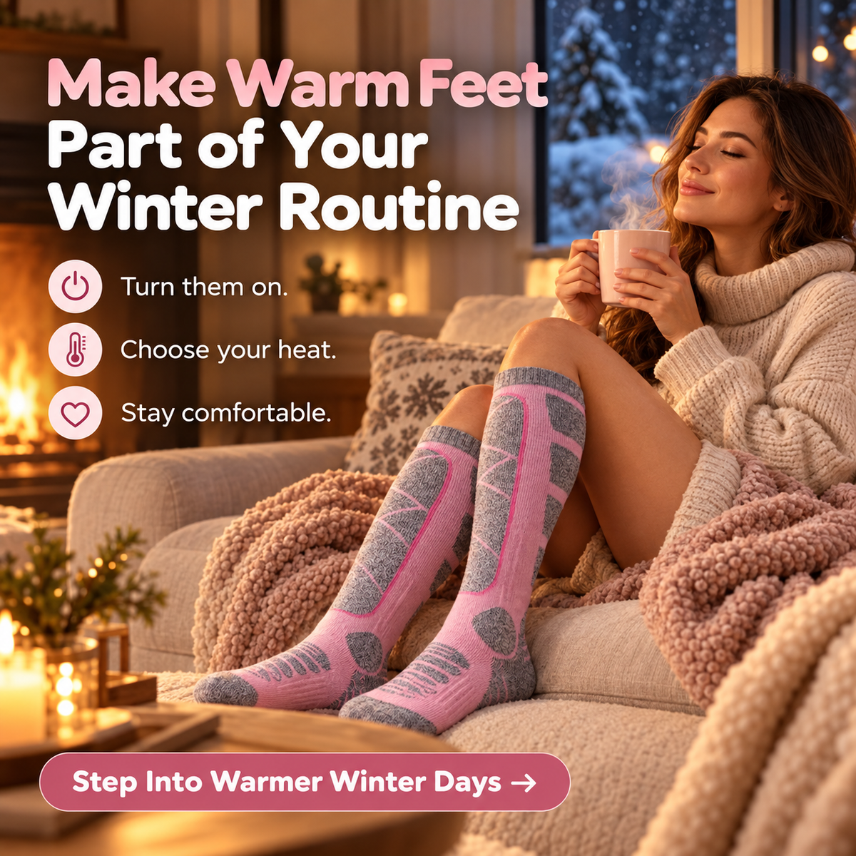 🔥 WarmStep  Rechargeable Heated Socks – Adjustable Heat for Cold Weather