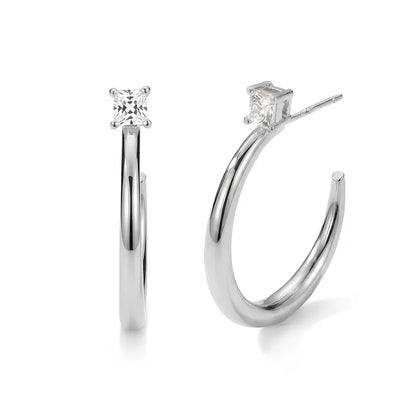 14K Gold & White Gold Plated Hoop Earrings