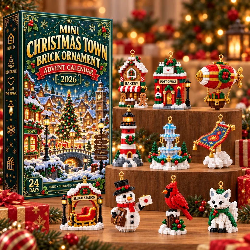 ⏳ Last day to save 49% – 🎄 Mini Christmas Town Brick Ornament Advent Calendar | 24 unique festive buildable town‑themed designs with hanging loops—perfect for decorating Christmas trees, wreaths, and holiday displays 🧱