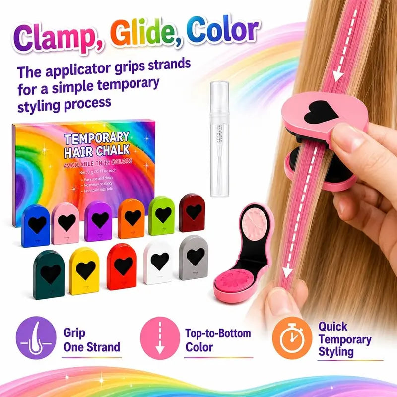 12 Bold Vibrants Temporary Hair Chalk Dye