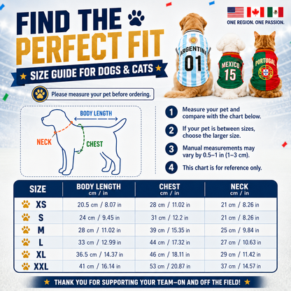 ⚽🐾 2026 North America Football Fan Pet Jersey