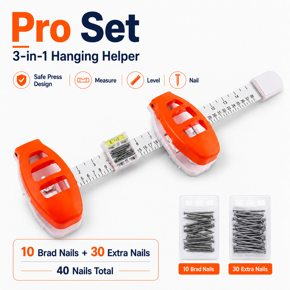 🔥 Limited-Time 49% OFF🖼️ All-in-One Picture Hanging Tool with Level & Dual Nail Positioners