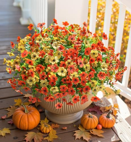 🍂Artificial Fall Flowers Faux Mums for Outdoor Indoor Garden Home Decoration