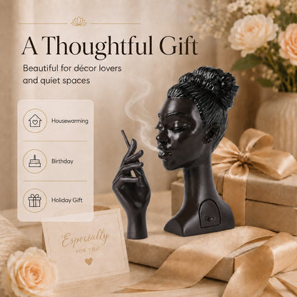 Sculptural Black Lady Incense Burner