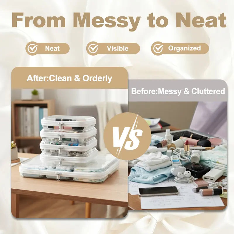 Clear Organizer Storage Box Clear Hard Shell Zipper Case