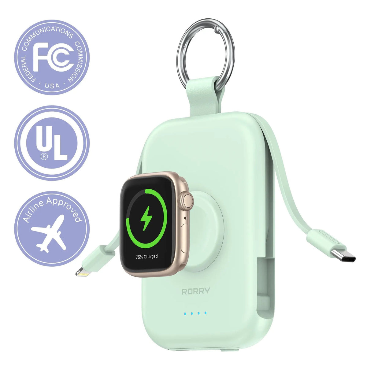 Power Bank 5000mAh Travel Charger with Built-in Cables Keychain Design