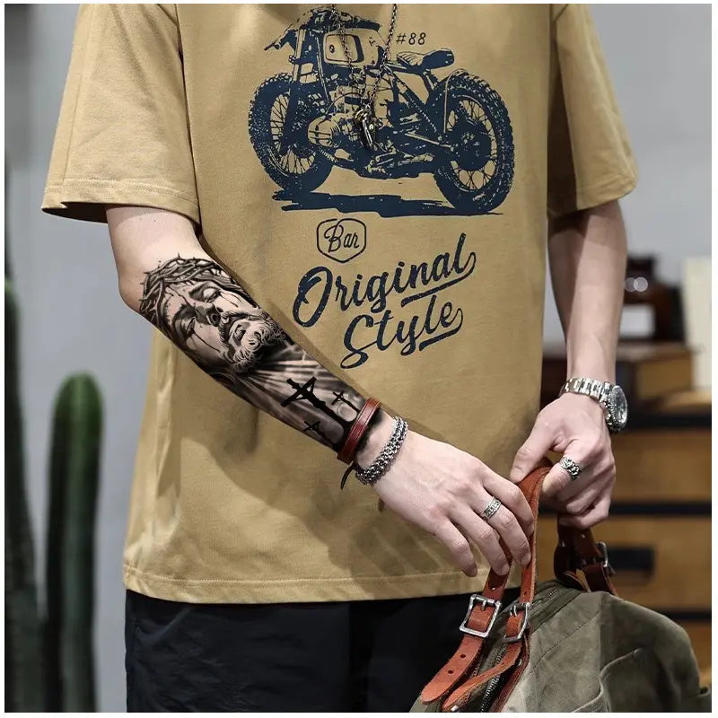 🖤 76 Sheets Large Black Temporary Tattoos – Tribal Wolves, Tigers, Lions, Snakes & Skulls