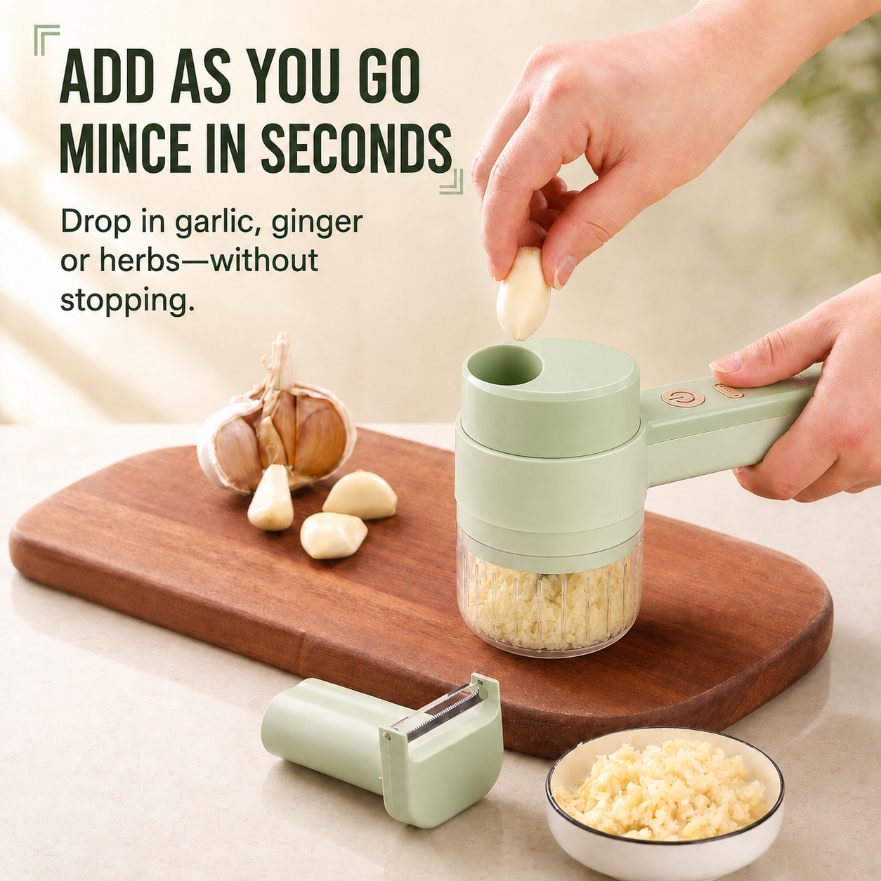 🧄🥕4-in-1 Handheld Electric Chopper – Slice, Mince, Peel & Clean in Seconds ⚡