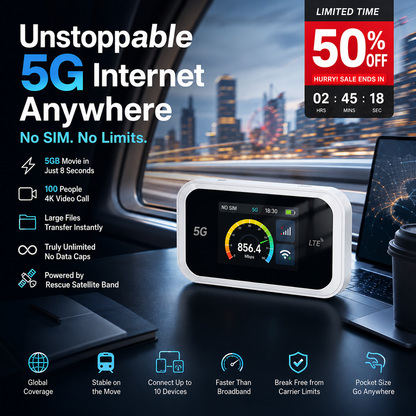 Mobile Hotspot – Portable WiFi, full coverage anywhere. No contract, no setup. Stay connected on the go!