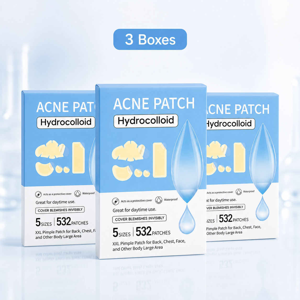 💧 532 PCS Hydrocolloid Acne Patches – Multi-Size Blemish & Spot Absorbing Covers ✨