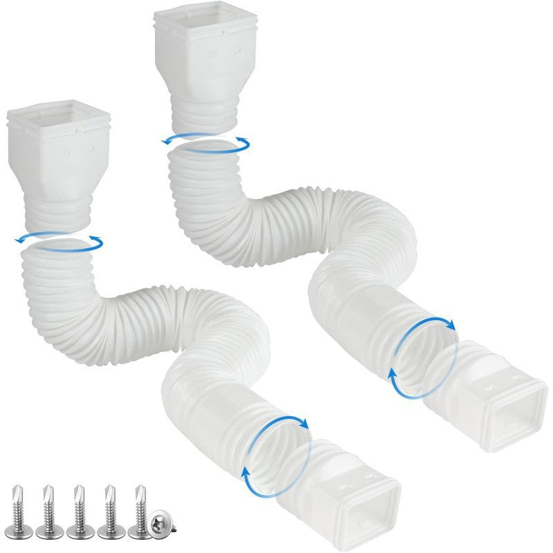 🌧️ Universal Flexible Gutter Downspout Extension Set (2-Pack) – 1.5M Foundation Protection 🏡