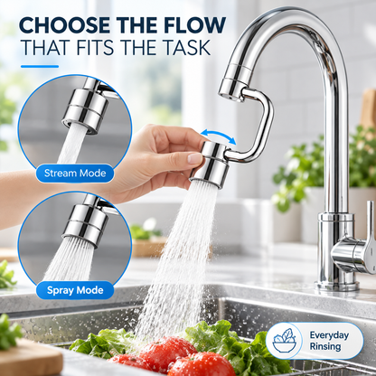 💦🔄 FlexiFlow – 1440° Rotatable Faucet Extender with Dual Spray Modes