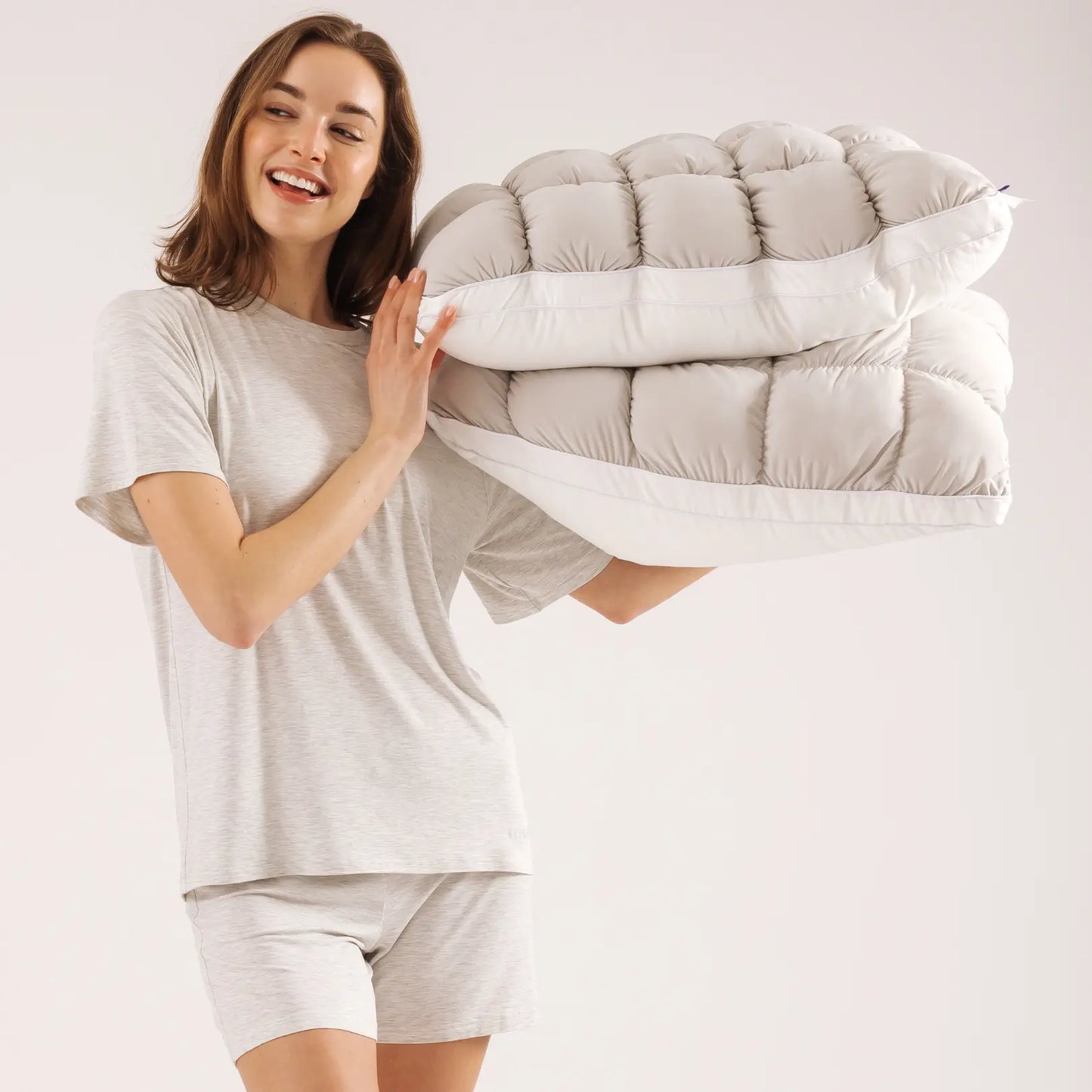 Noomoriey™ Cloud Pillow – Ultra Fluffy Quilted Bed Pillow with Breathable Support for Side, Back & Stomach Sleepers