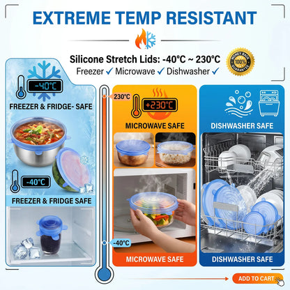 Universal Reusable Silicone Lids 6-Pack Self-Sealing Food Covers