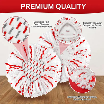 Spin Mop Heads Replacements with Scrubbing Pad Refills
