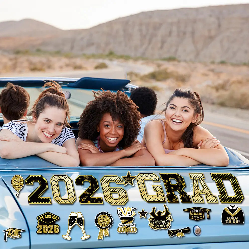 20 Pcs Graduation Magnets 2026 Cruise Door Car Magnets  Congrats Grad Cap Magnetic Decorations for Refrigerator Garage Cruise Door Party Stickers