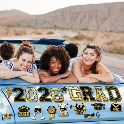 20 Pcs Graduation Magnets 2026 Cruise Door Car Magnets  Congrats Grad Cap Magnetic Decorations for Refrigerator Garage Cruise Door Party Stickers