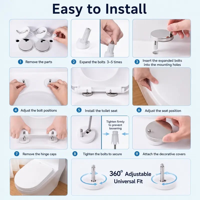 🔥LAST DAY 49% OFF - 🚽 Universal Toilet Seat Expansion Bolts | Stop Wobbly Loose Toilet Seats