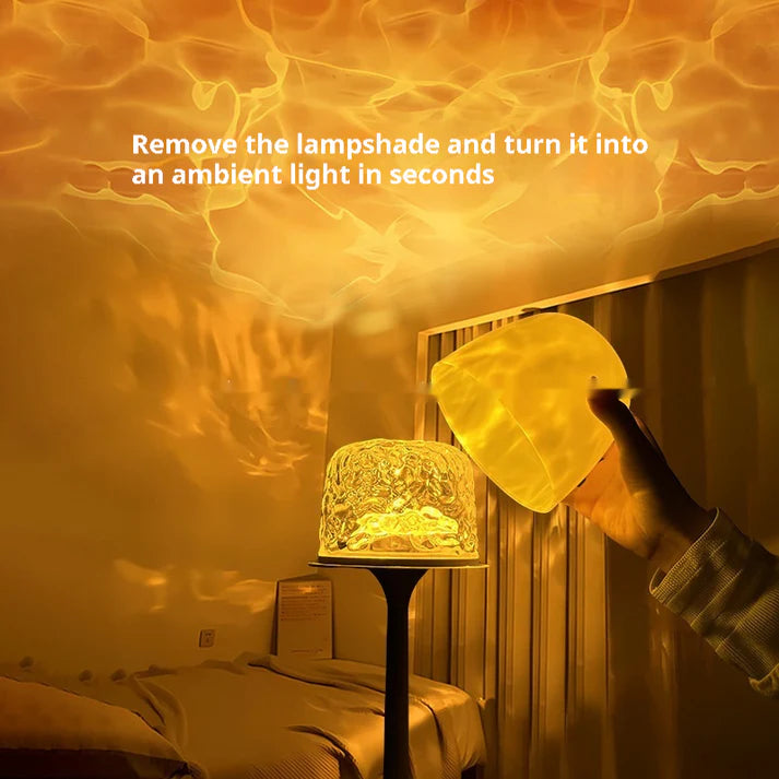 💡🪼IP65 Waterproof Rotating Aurora Water Ripple Desk Lamp