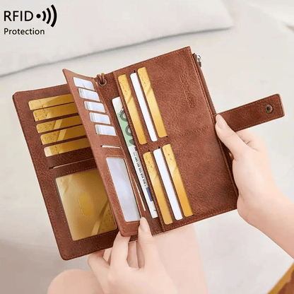 Women's long wallet, stylish clutch, elegant solid color RFID blocking leather wallet👛