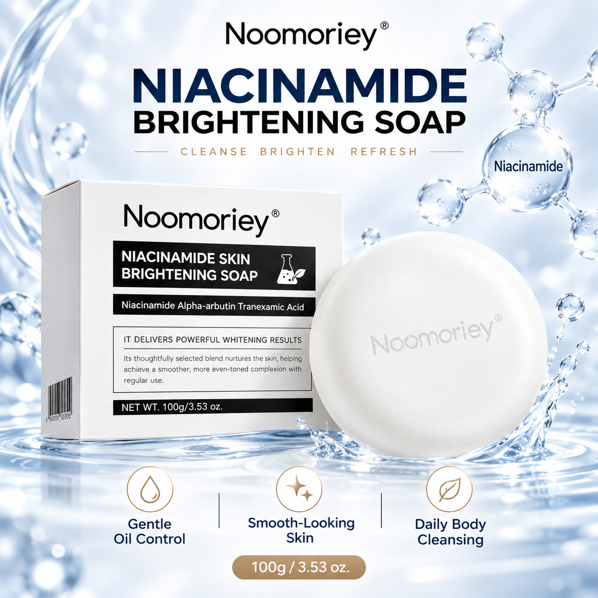 🔥 50% OFF Niacinamide Brightening Soap Bar – Gentle Body Cleanser for Smooth, Radiant Skin