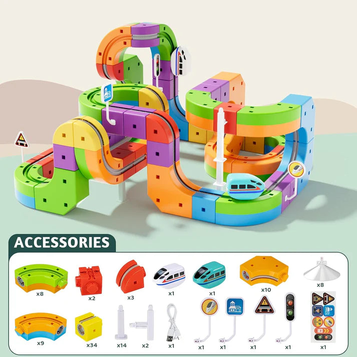 ⏰Electric Train Set 3D Magic Flexible Race Track for Kids 3-8 Years Old, Anti-Gravity STEM Toy