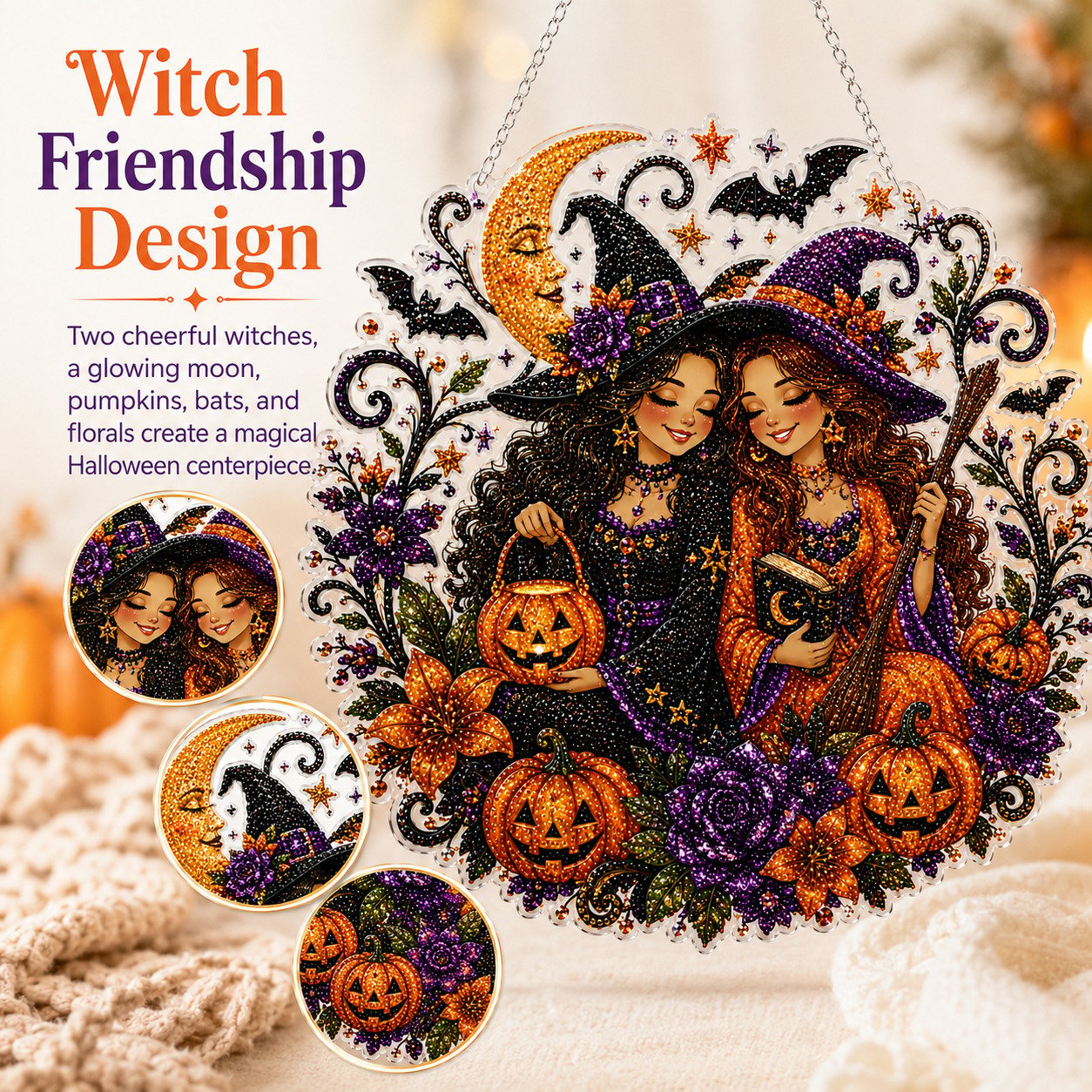 🧙‍♀️🎃Halloween Witch Friendship Diamond Art Window Suncatcher