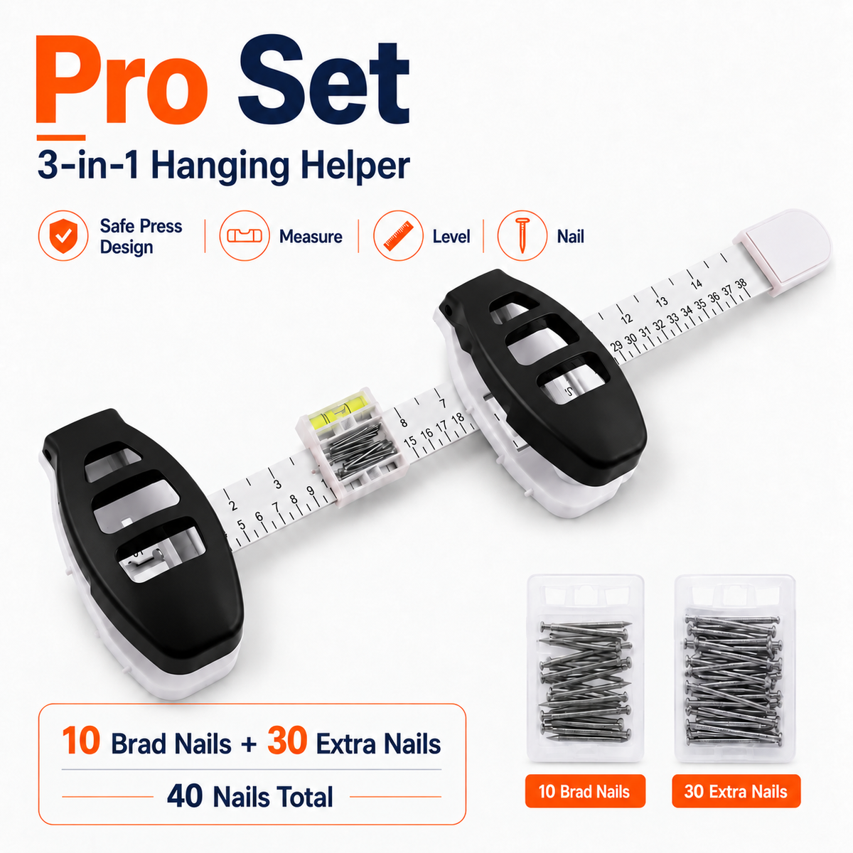 🔥 Limited-Time 49% OFF🖼️ All-in-One Picture Hanging Tool with Level & Dual Nail Positioners