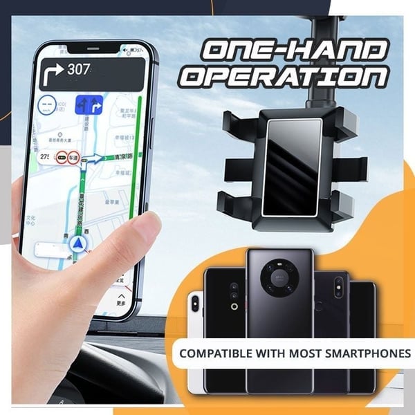 💥360° Rotatable and Retractable-Car Rearview Mirror Phone Holder
