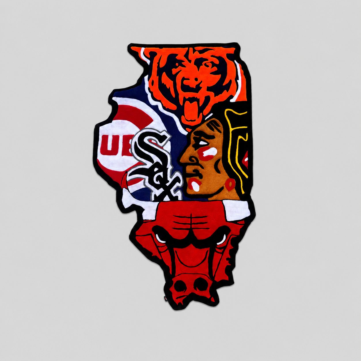 Illinois Chicago All-Team Hand-Tufted Area Rug 🐂🐻⚾