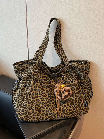 Leopard Print Plush Pendant Bag