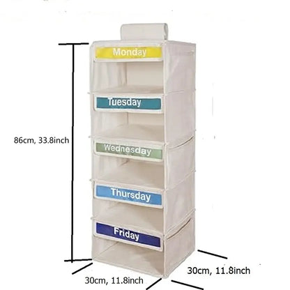 Hanging Clothes Storage Bag, Monday-to-Friday Closet Organizer