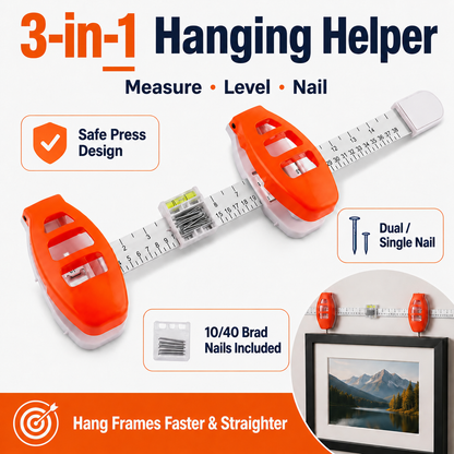 🔥 Limited-Time 49% OFF🖼️ All-in-One Picture Hanging Tool with Level & Dual Nail Positioners