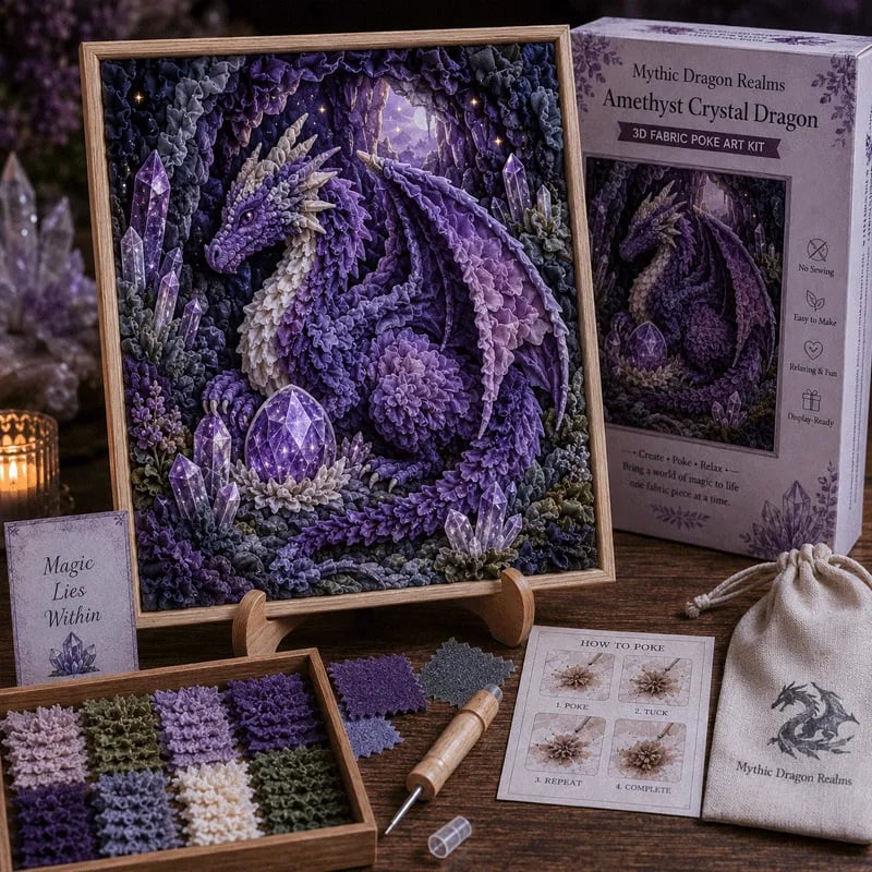 🎁Last Day Buy 2 get 1 free🐉 Mythic Dragon Realms 3D Fabric Poke Art Kit