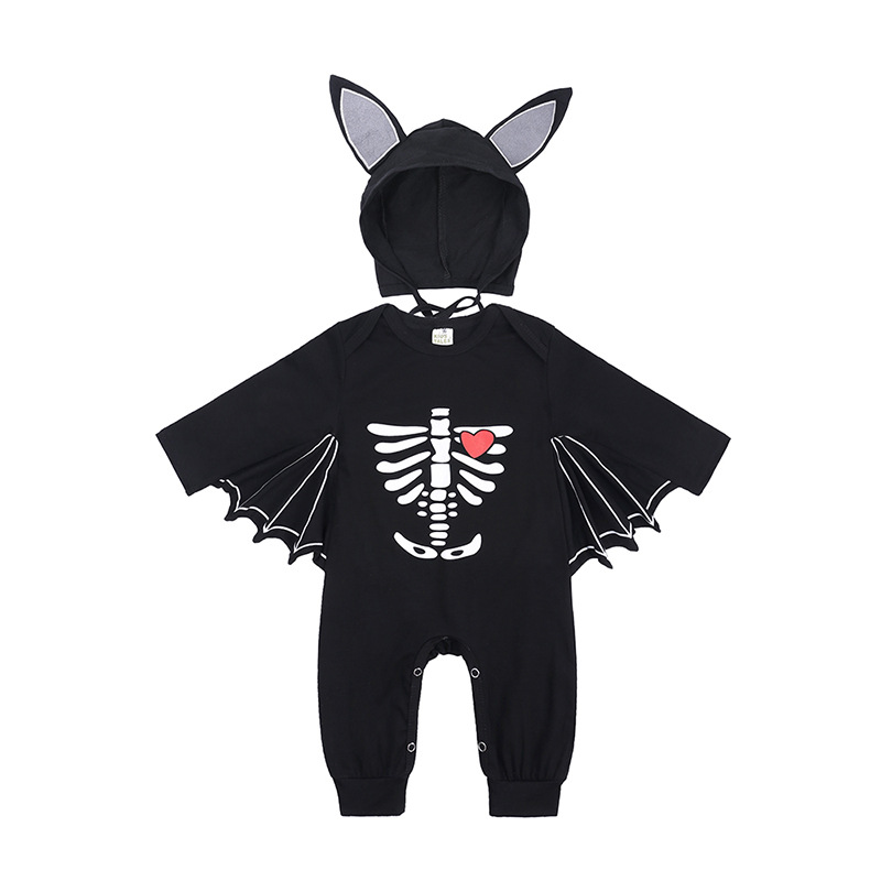 🎃 Baby’s First Halloween Bat Romper – Cute Winged Hooded One-Piece Costume