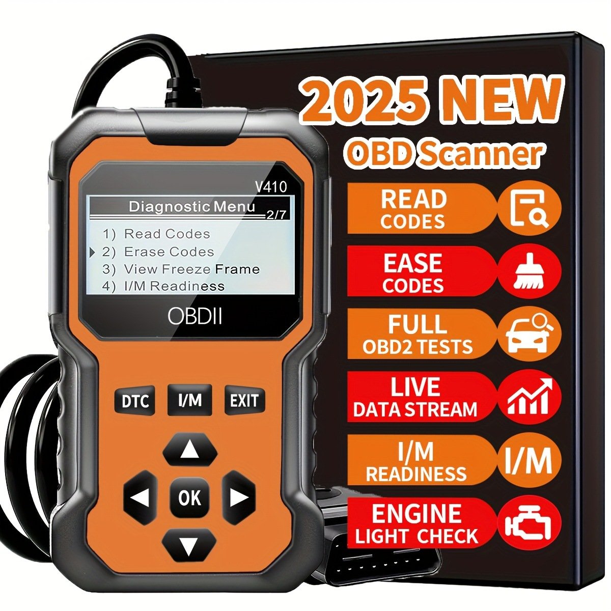 💥2025 Newest Enhanced Universal OBDII Scanner V410 Car Engine Fault Code Reader Diagnostic Tool